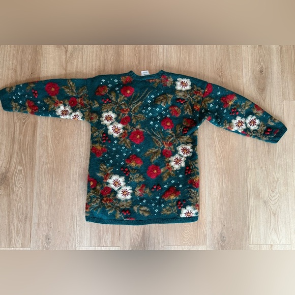 Vintage Laura Ashley Wool Sweater Holiday Floral Knit Small - Picture 7 of 11